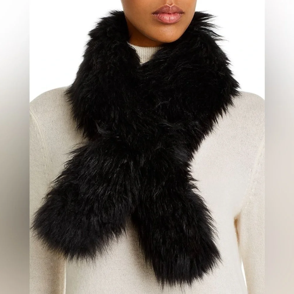 GIORGIO SALVINI Kashmir Goat Fur Scarf In Black